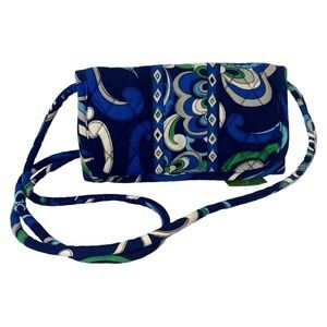 Vera Bradley Womens Mod‎ Flora Crossbody Wallet Purse Blue White Green Flowers